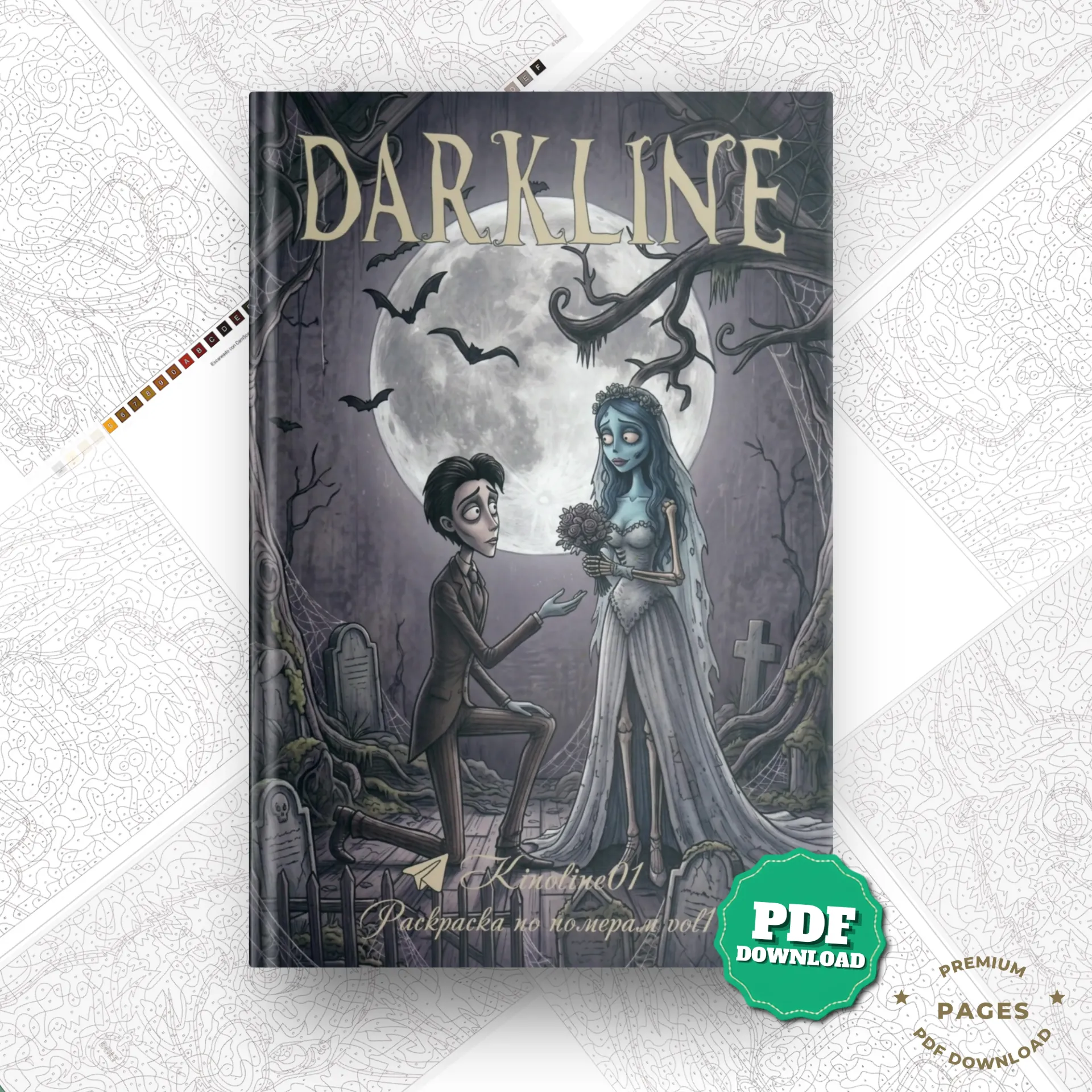 Corpse Bride Color by Number — Gothic Coloring Book