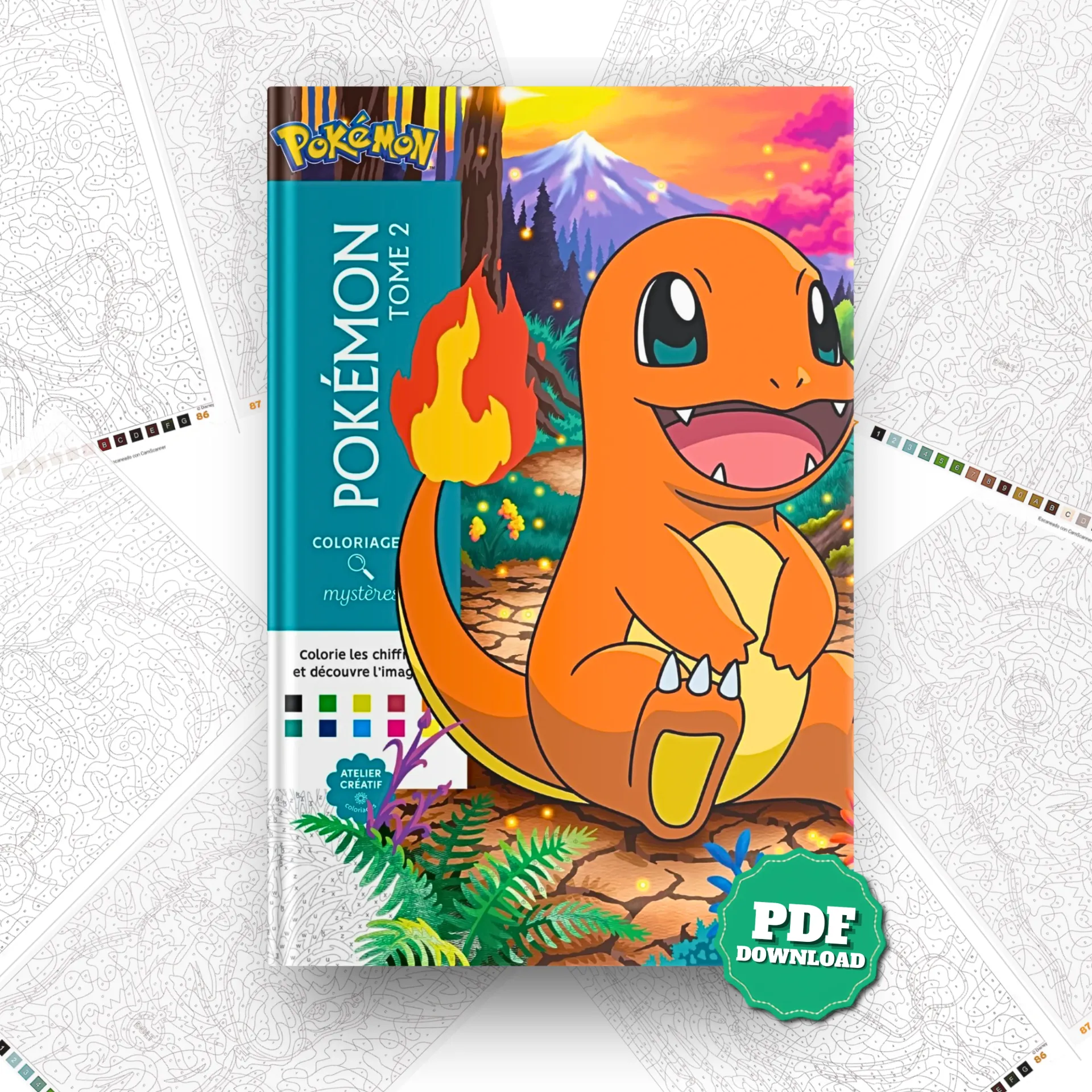 Pokemon 2 Color by Number Coloring Book
