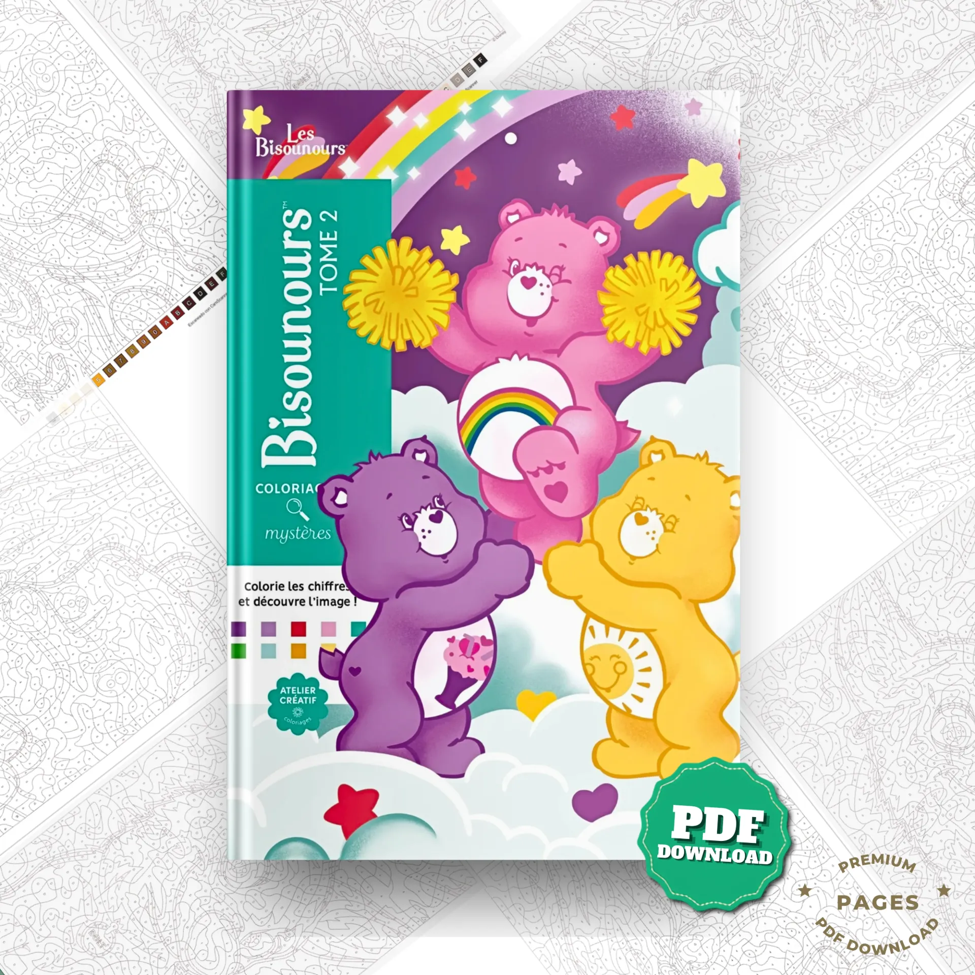 Bisounours Tome 2, Mystery Color by Number Book | Coloring Book | Printable PDF | Instant Digital Download