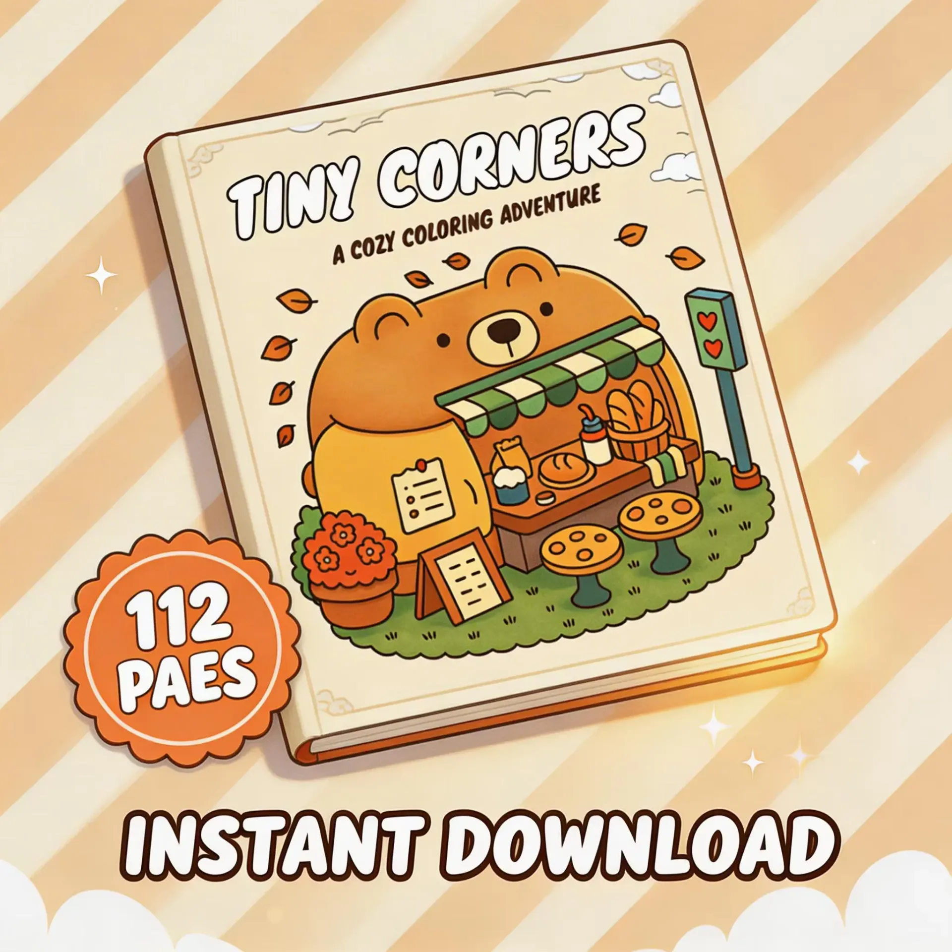 Coloring Book Tiny Corners , Bold Easy Line Art, Cozy Scenes