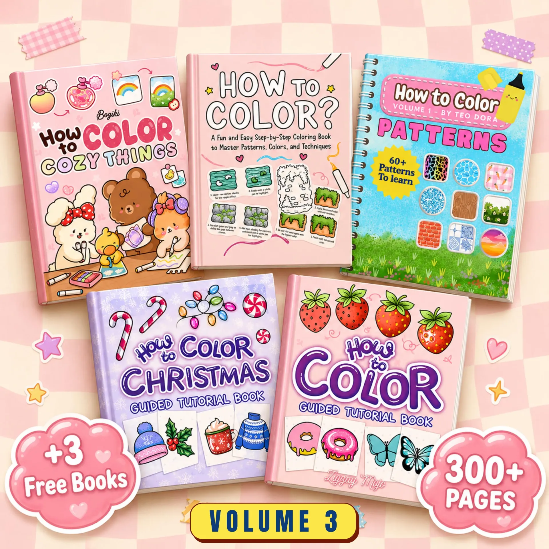 Drawing Pattern Coloring Books Bundle Volume 3, Step-by-Step Draw (PDF Download)